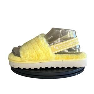 Koolaburra by UGG Fluff Yeah Slip On Sandals Size 4 Yellow White
